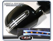 Mirrorcovers with turn signals with Angel Eyes look stripes.