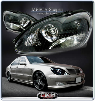 S-Class - W220 99-05 - Clear glas facelift frontlights Black 2pcs