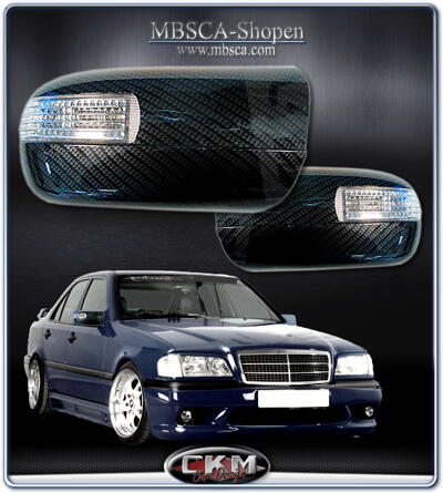 C-Class - W202 94-00 - Mirrorcovers in carbon with turn signals.