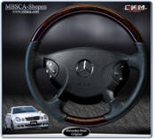 wheel black Leather/Burl Wood