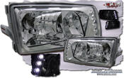 Clear frontlights 2pcs black with integrated LEDs.