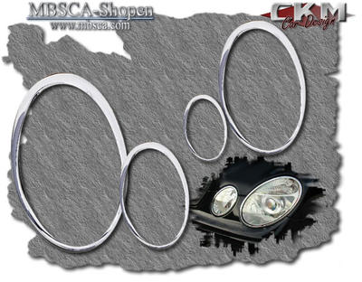 E-Class - W211 02-08 - Chromerings for headlights. 4 pcs set