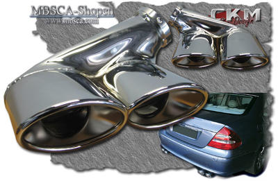 E-Class - W211 02-08 - Chromed endpipes doubble 2 pcs Deluxe