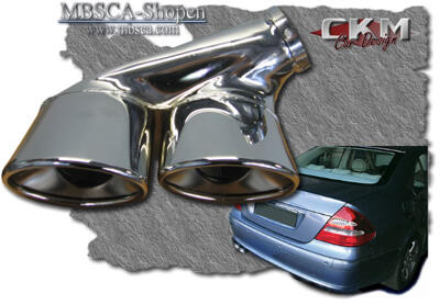 E-Class - W211 02-08 - Chromed endpipes doubble 1 pcs Deluxe
