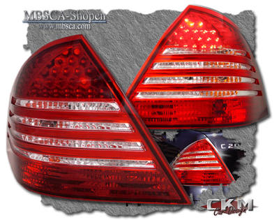 C-Class - W203 01-06 - Clearglas taillights Red/Clear with LEDs 2 pcs