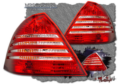 C-Class - W203 01-06 - Clearglas taillights 3 pcs Red/Clear