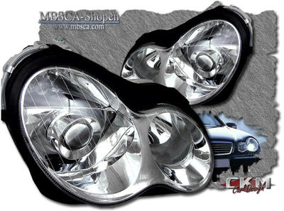 C-Class - W203 01-06 - Clear frontlights projector 2pcs Halogen/Xenon