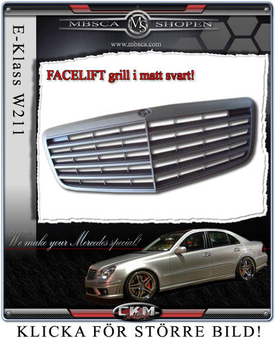 E-Class - W211 02-08 - Avant grill faclift black.