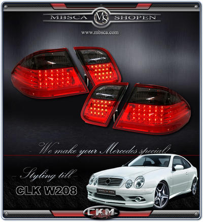 CLK - W208 97-01 - Clearglas taillights with LEDs 2 pcs Red/Smoke