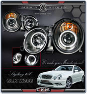 Clear glass projecktor Angel Eyes frontlights 2pcs Black