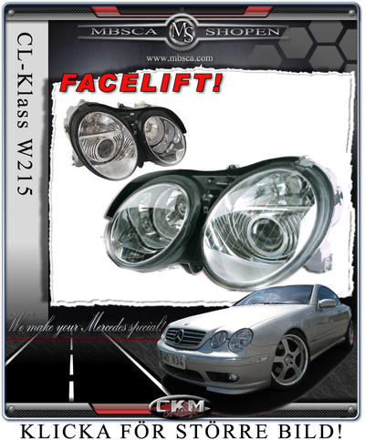 CL - C215 - Clear glas facelift frontlights inc Xenon MB Original.