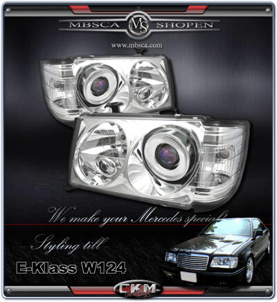 E-Class - W124 86-95 - Clear frontlights 2pcs with integrated blinkers.