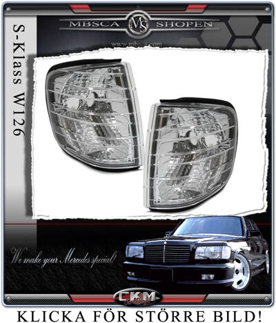 S-Class - W126 81-91 - Clear blinkers front W126 2 pcs