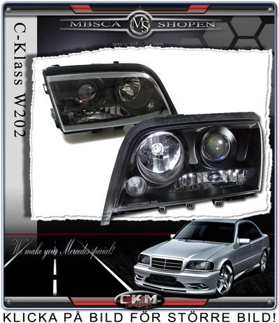C-Class - W202 94-00 - Clear frontlights projector Black 2pcs