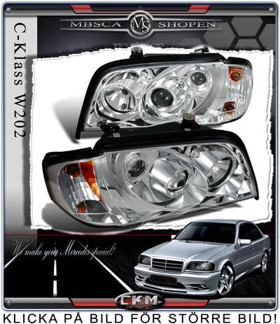 C-Class - W202 94-00 - Clear frontlights 2pcs with integrated blinkers.