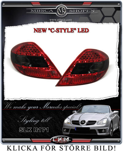 SLK - R171 04- - Clear taillights LED 2 pcs "C-style" Red/Smoke set