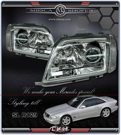 SL Roadster - R129 89-01 - Clear glas facelift Xenon HID kit. MB Original.