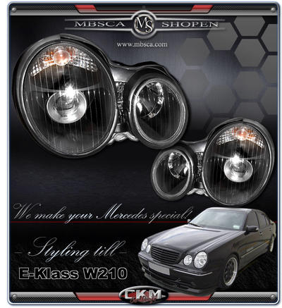 E-Class - W210 96-01 - Clear projector frontlights black 2pcs