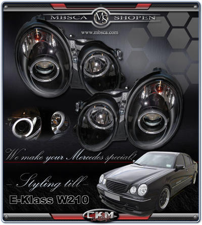 E-Class - W210 96-01 - Clear projektor frontlights Angel Eyes clear 2pcs 96-99 Black