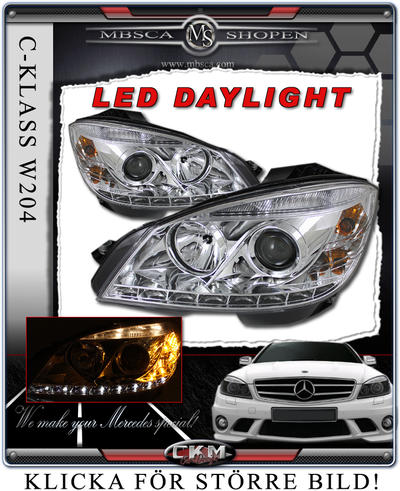 C-Class - W204 07- - Clearglas headlights "Devil eyes" DRL LED
