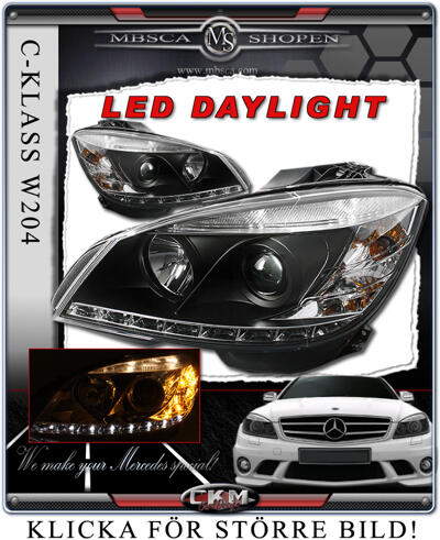 C-Class - W204 07- - Clearglas headlights "Devil eyes" DRL LED in BLACK