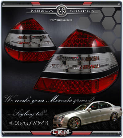 E-Class - W211 02-08 - Clarglas Baklysen "W221 look" med dioder.  2st