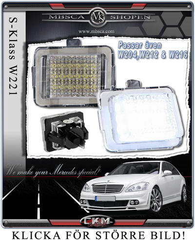 C-Class - W204 07- - Klarglas LED nummerskyltbelysnig 2st