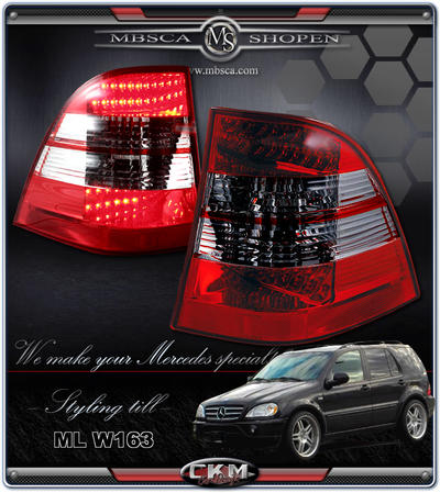 ML-Class - W163 97-04 - Tailights LEd 2 pcs set. Red/Smoke