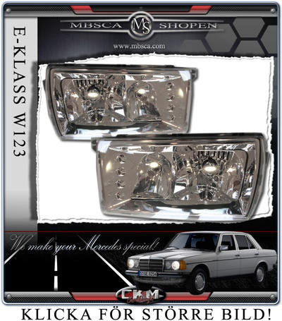 E-Class - W123  -85 - Clearglas frontlights 2pcs inc LEDs.