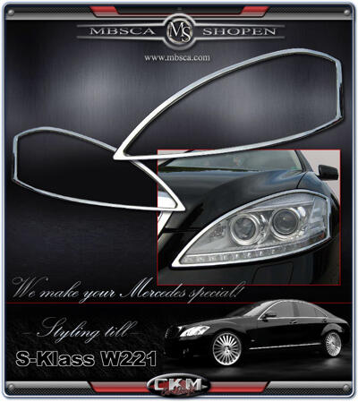 S-Class - W221 06- - Chromerings frontlights 2 pcs